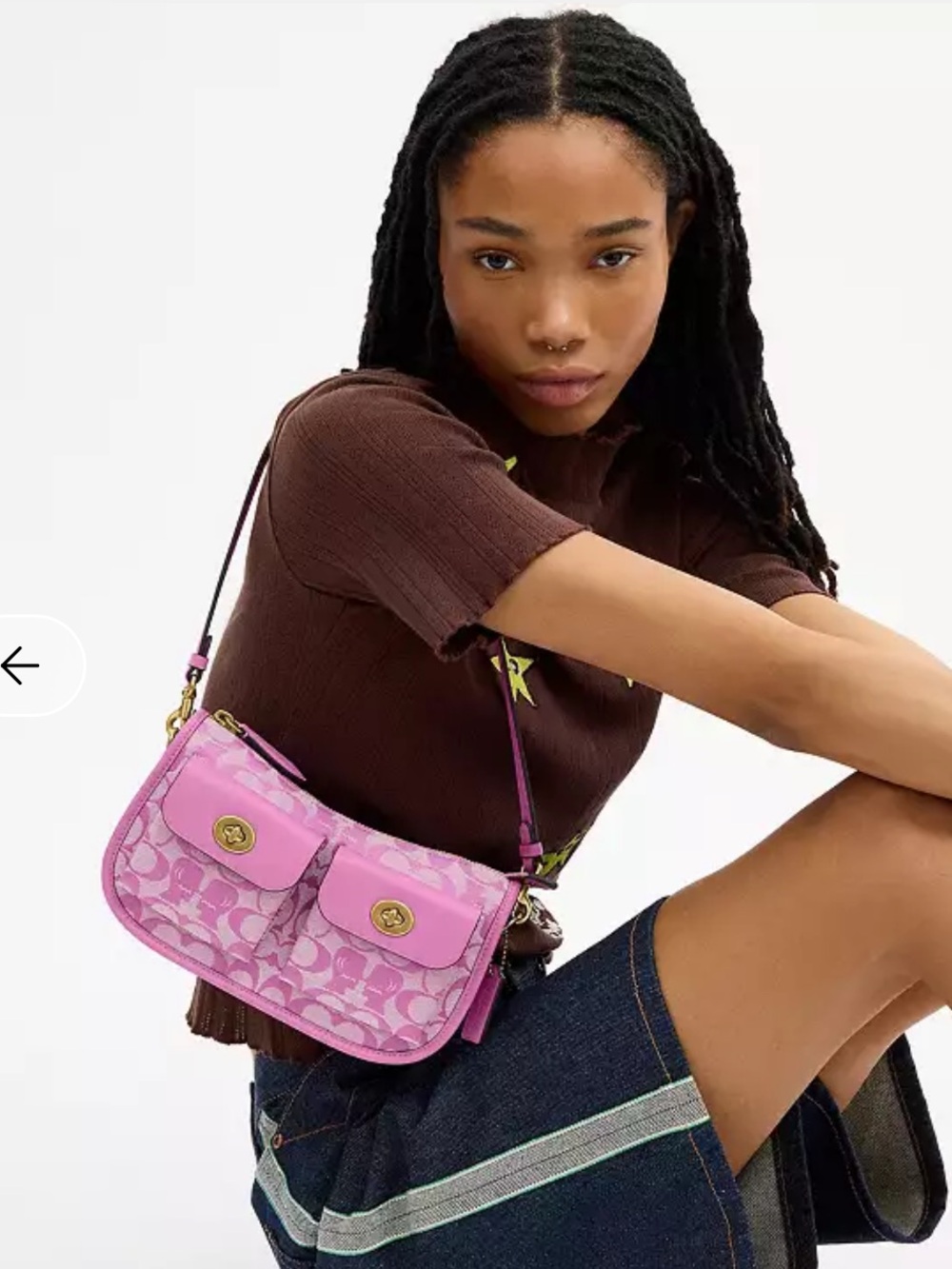 Coach x Brain Dead Twin Turnlock Waverly Bag Fuschia Signature Jacquard - Picture 10 of 13